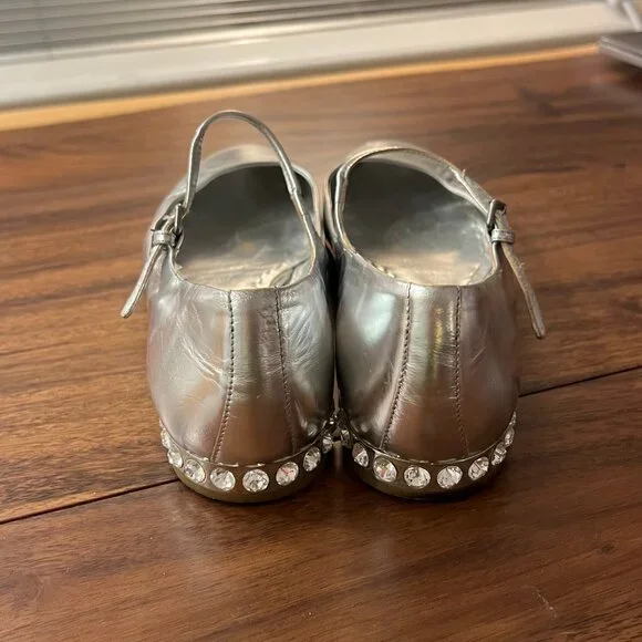 Miu Miu Silver Ballet Flats 38.5